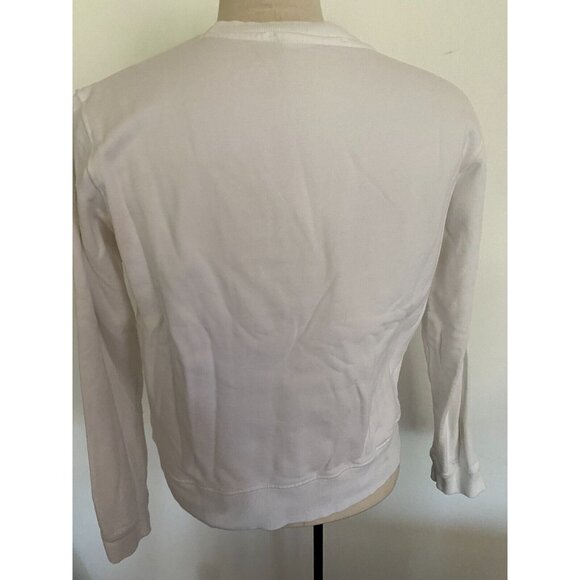 Alexander Wang Blue Plastic Logo White Cotton Sweatshirt Crewneck Women's Sz L - Picture 7 of 16